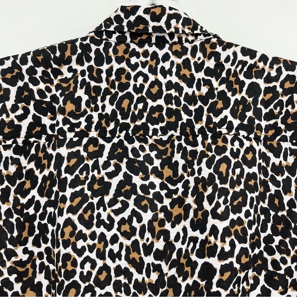 NWT J. Crew Linen Blend Leopard Print Slim-Fit Buttoned Shirt Blouse Top - Picture 3 of 13